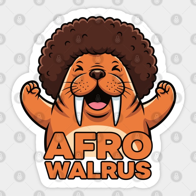 Funky Afro Walrus Sticker by enrynz